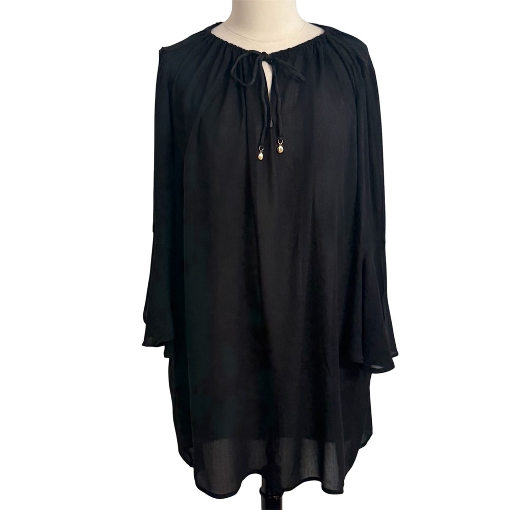 Anne Cole Women's Keyhole Tie Neck Swim Cover-up Tunic